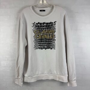 Cavalli Class White Graphic Logo Crewneck Sweatshirt Men’s XL Cotton‎
